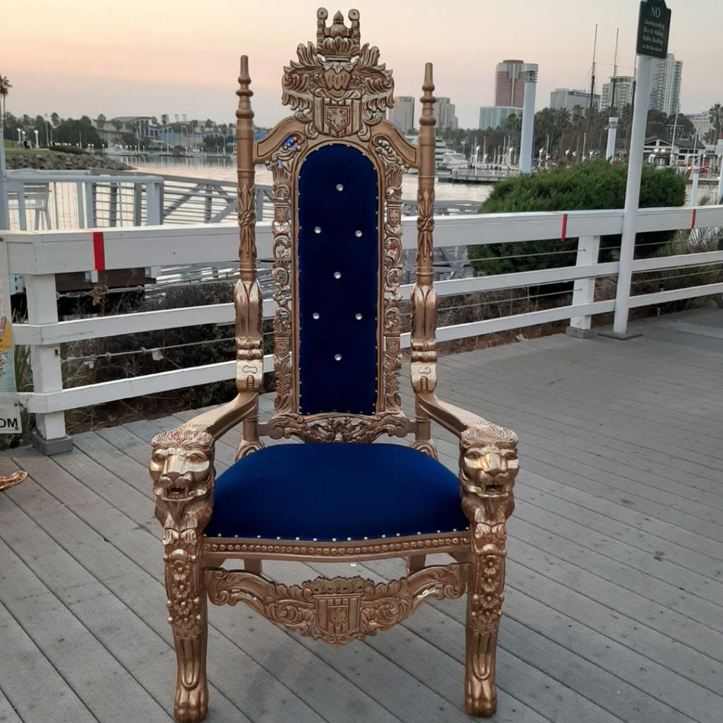 Royal Blue/Gold Royal Throne Chair – Platinum Prop House, Inc.