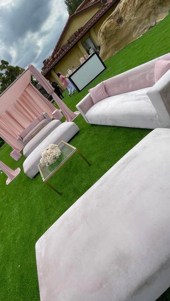 BLUSH PINK Rectangular Ottoman - Bench  6'