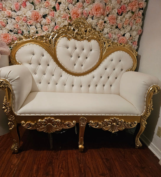 VICTORIAN LOVESEAT White & Gold