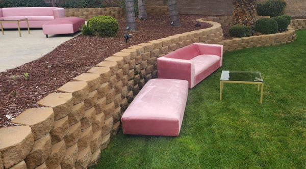 Pink VELVET Sofa 7’