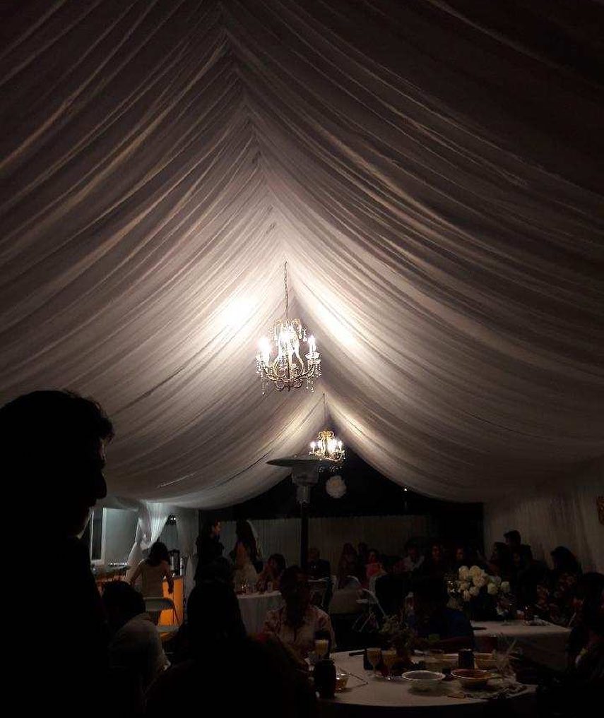 TENT with DRAPING 10X20 & Chandelier – Lounge Party Rentals