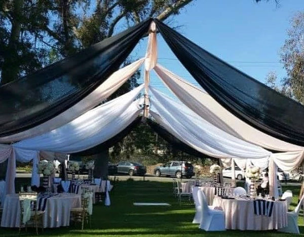 TENT with DRAPING  30x70 & Chandeliers