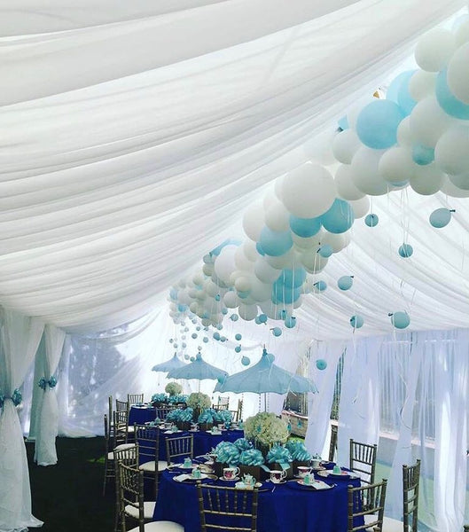 TENT with DRAPING  30x70 & Chandeliers