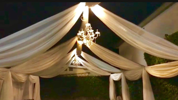 TENT with DRAPING  30x70 & Chandeliers