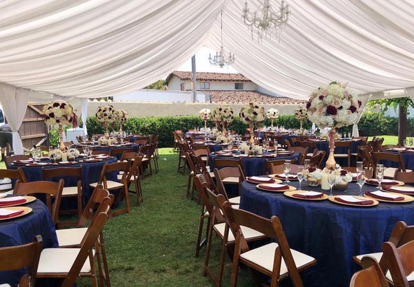 TENT with DRAPING  20x50 & Chandeliers