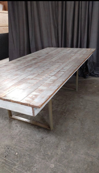 White Distress RUSTIC TABLE 8'