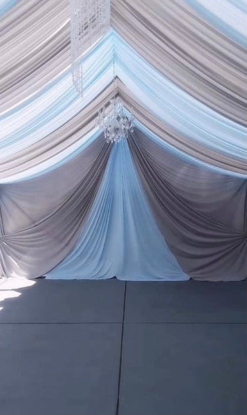 TENT with DRAPING  20x70 & Chandeliers