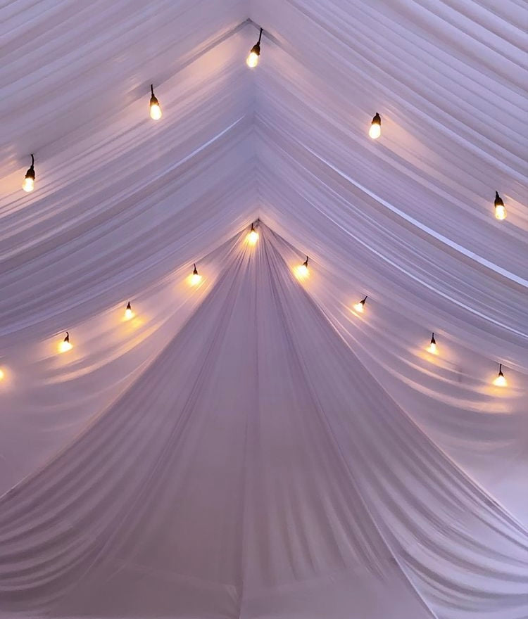TENT with DRAPING 20x50 & Chandelier – Lounge Party Rentals