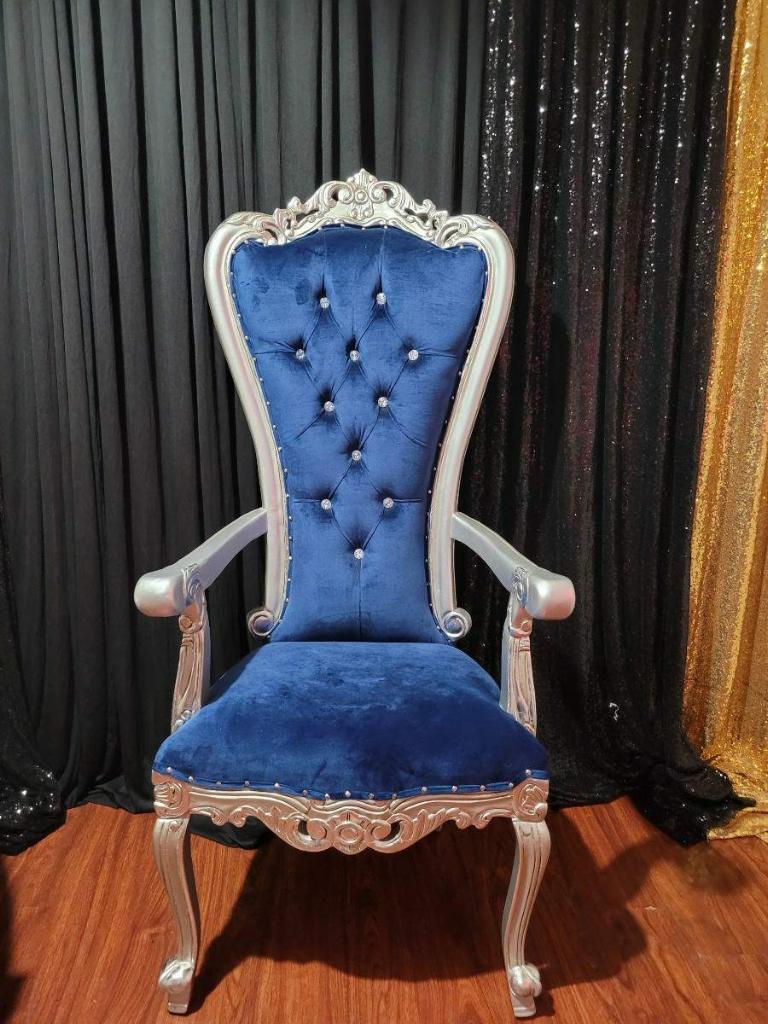 Single THRONE Blue & Silver Lounge Party Rentals