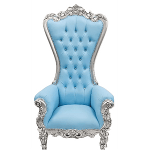 Single THRONE Light Blue SIlver Lounge Party Rentals